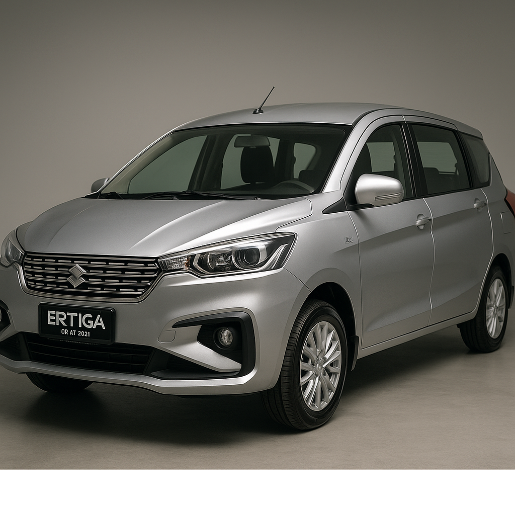 Suzuki Ertiga GX 2021 warna abu-abu tampak 3/4 depan